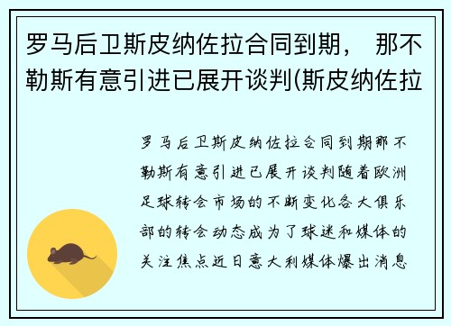 罗马后卫斯皮纳佐拉合同到期， 那不勒斯有意引进已展开谈判(斯皮纳佐拉马竞集锦)